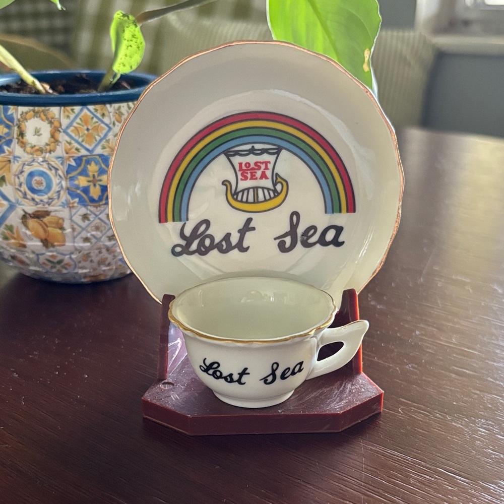 Lost Sea Rainbow Ship Miniature Teacup and Saucer Set Vintage